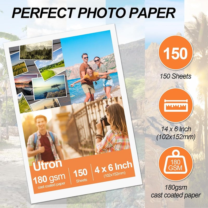 Utron 150 Sheets glossy photo paper, 4 x 6 Inch, photo paper for printer, photo printer paper, by Better Office Products - Image 3